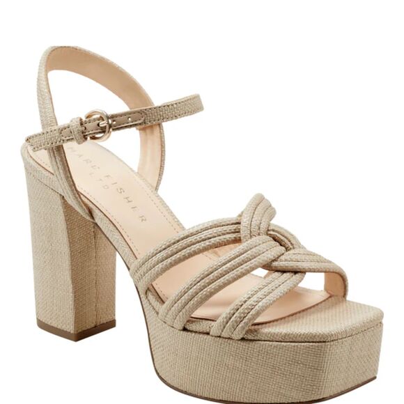 Marc Fisher Cairo Platform Sandal – Natural – Size 9 – NIB - MSRP: $160 - Picture 1 of 3